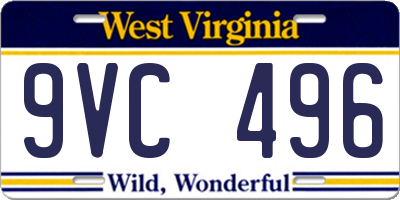 WV license plate 9VC496