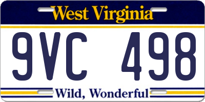 WV license plate 9VC498