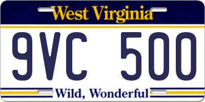 WV license plate 9VC500