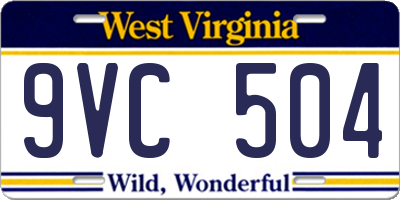 WV license plate 9VC504