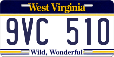 WV license plate 9VC510