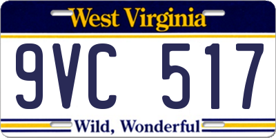 WV license plate 9VC517
