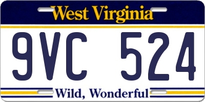 WV license plate 9VC524