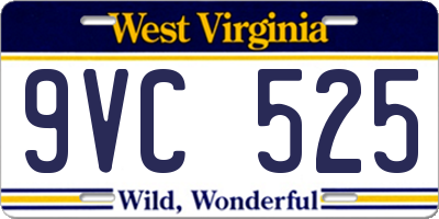 WV license plate 9VC525
