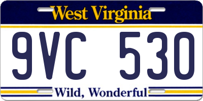 WV license plate 9VC530