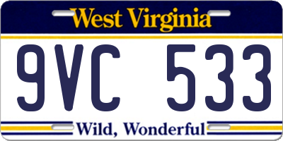 WV license plate 9VC533