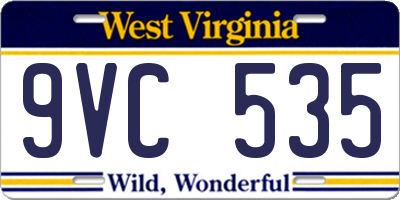WV license plate 9VC535