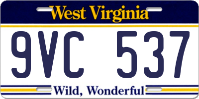 WV license plate 9VC537