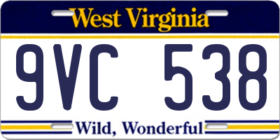 WV license plate 9VC538