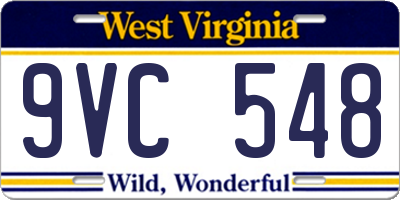 WV license plate 9VC548
