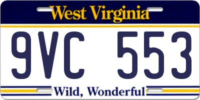 WV license plate 9VC553