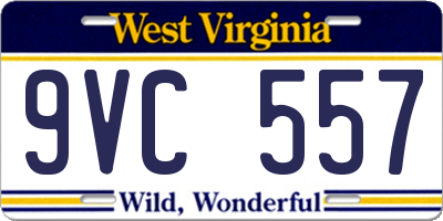 WV license plate 9VC557