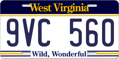 WV license plate 9VC560
