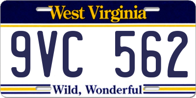 WV license plate 9VC562