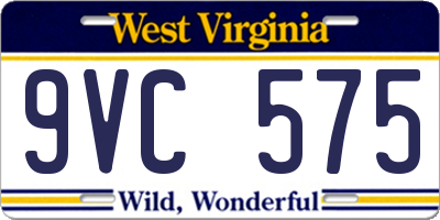 WV license plate 9VC575