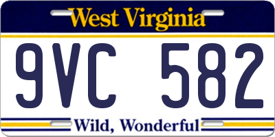 WV license plate 9VC582