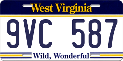 WV license plate 9VC587