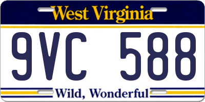 WV license plate 9VC588