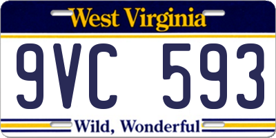 WV license plate 9VC593