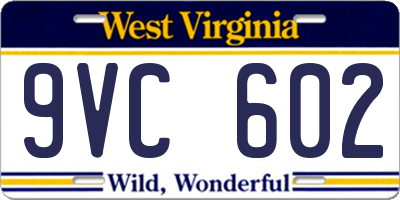 WV license plate 9VC602