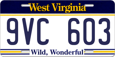 WV license plate 9VC603