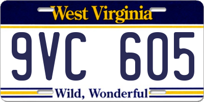 WV license plate 9VC605