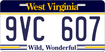 WV license plate 9VC607