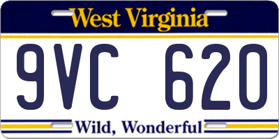 WV license plate 9VC620