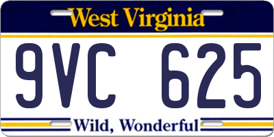 WV license plate 9VC625