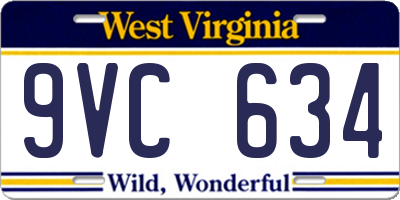 WV license plate 9VC634