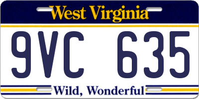 WV license plate 9VC635