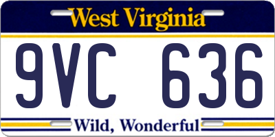 WV license plate 9VC636
