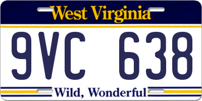 WV license plate 9VC638