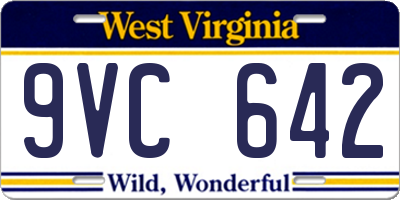 WV license plate 9VC642