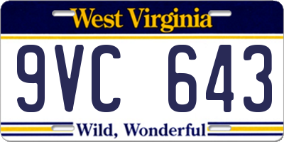 WV license plate 9VC643