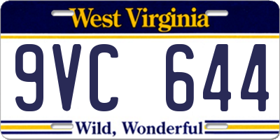WV license plate 9VC644
