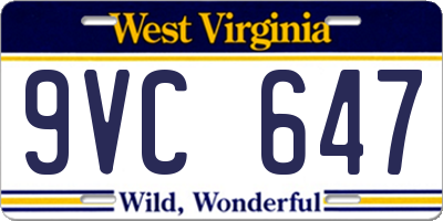 WV license plate 9VC647
