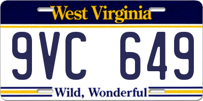 WV license plate 9VC649