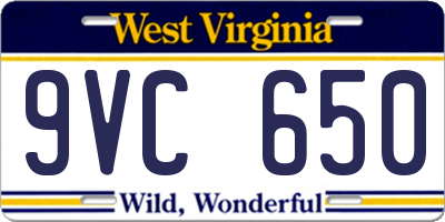 WV license plate 9VC650