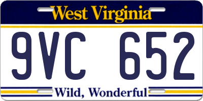 WV license plate 9VC652