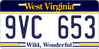 WV license plate 9VC653