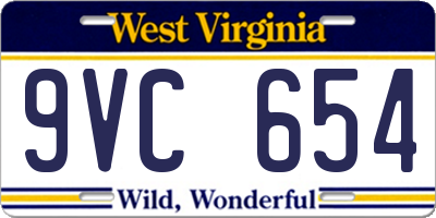 WV license plate 9VC654