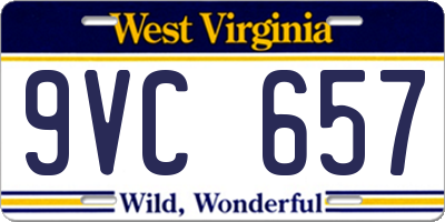 WV license plate 9VC657