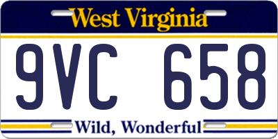 WV license plate 9VC658