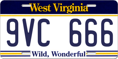 WV license plate 9VC666