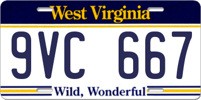 WV license plate 9VC667