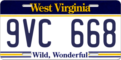 WV license plate 9VC668
