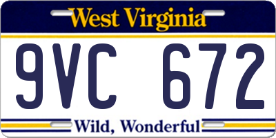 WV license plate 9VC672