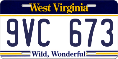 WV license plate 9VC673