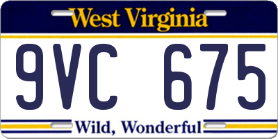 WV license plate 9VC675